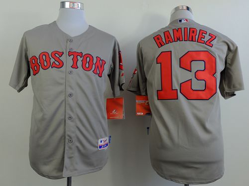 Red Sox #13 Hanley Ramirez Grey Cool Base Stitched MLB Jersey
